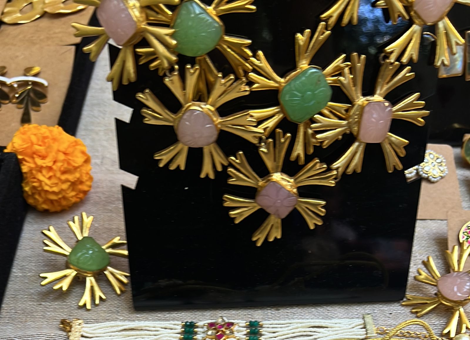 Brass Statement Earrings – Womens Earrings on Brown Living™. SKU: TW0240-N. Img 1.