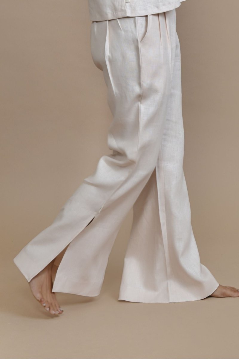 Breathable Hemp Slit Flare Trousers | Peach – Womens Pants on Brown Living™. SKU: PRA/24/CL/8P/XS. Img 4.