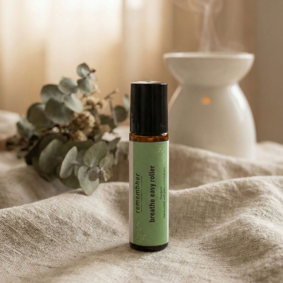 Breathe Easy Roll - On | Natural Breathing Support & Congestion Relief – Essential Oils on Brown Living™. SKU: RMB-WELL-BRE-ROL. Img 1.