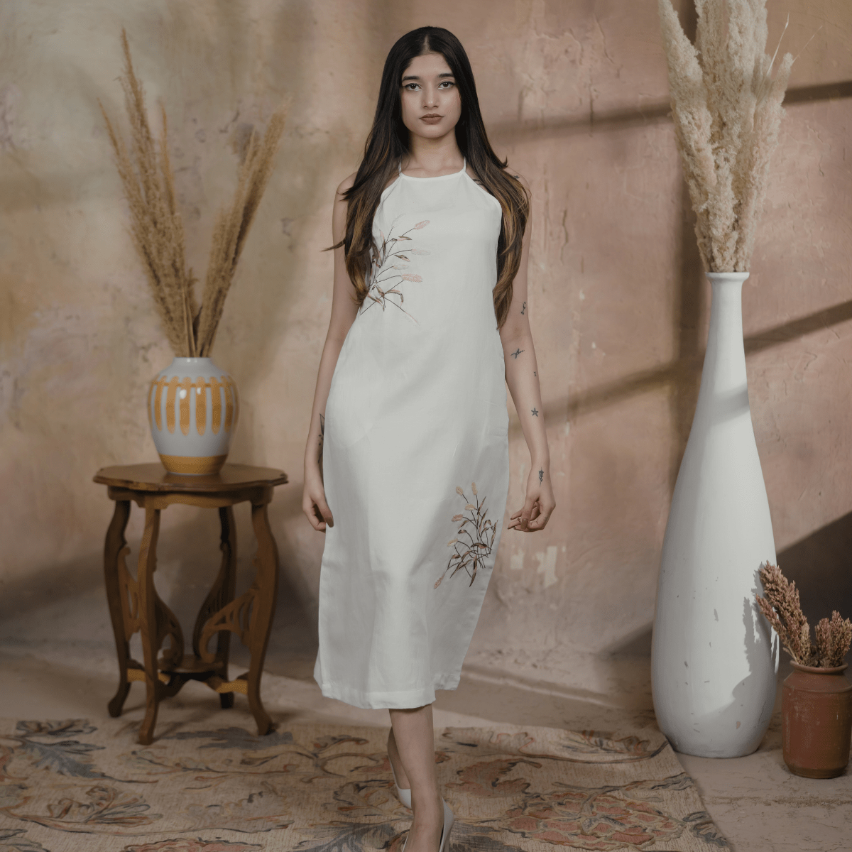 Breeze Line Dress – Lightweight Elegant Dress for Everyday Style – Womens Dress on Brown Living™. SKU: Aayu02. Img 6.