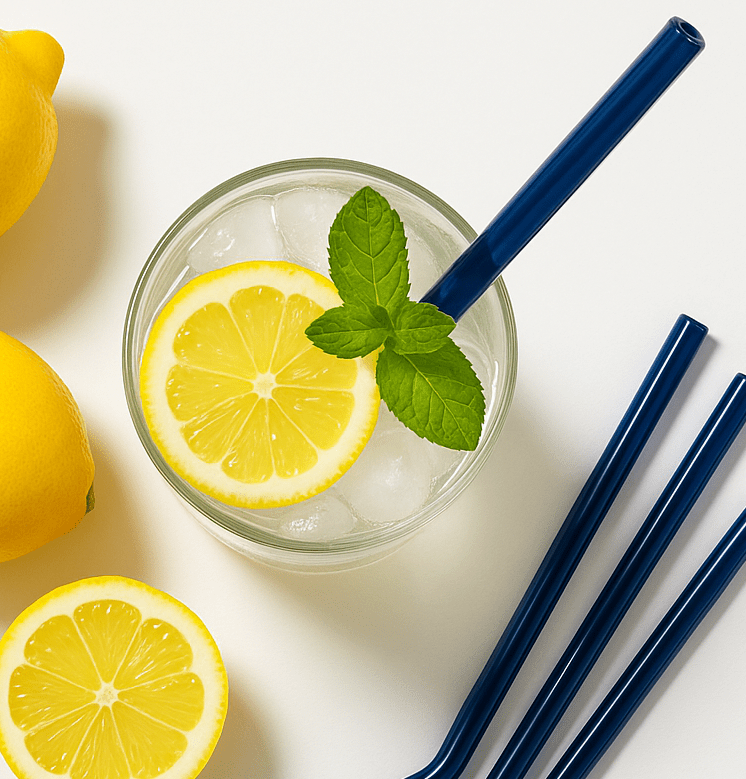 Brilliant Blue Glass Straws Reusable (Set of 6 ) – Drinking Straws & Stirrers on Brown Living™. SKU: BBLU - STRW. Img 3.
