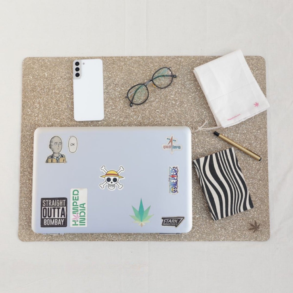 Broad Rectangular Hemp Deskmat for Work Space (Size: 18 x24 inches) – Desk Accessories on Brown Living™. SKU: HI0302. Img 2.