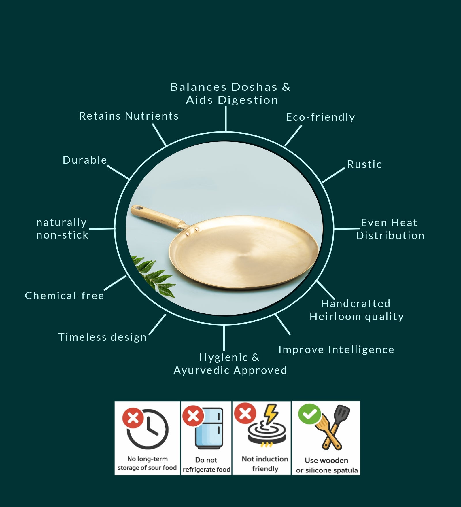 Bronze Chapati/Roti Tawa Large – Cookware on Brown Living™. SKU: bronze-roti-tawa-1300g-packof1. Img 4.