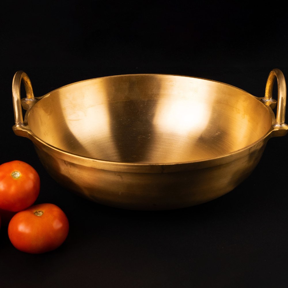Bronze Handmade Kadai - Large – Cookware on Brown Living™. SKU: Bronze - kadai - 1800gpackof1. Img 1.