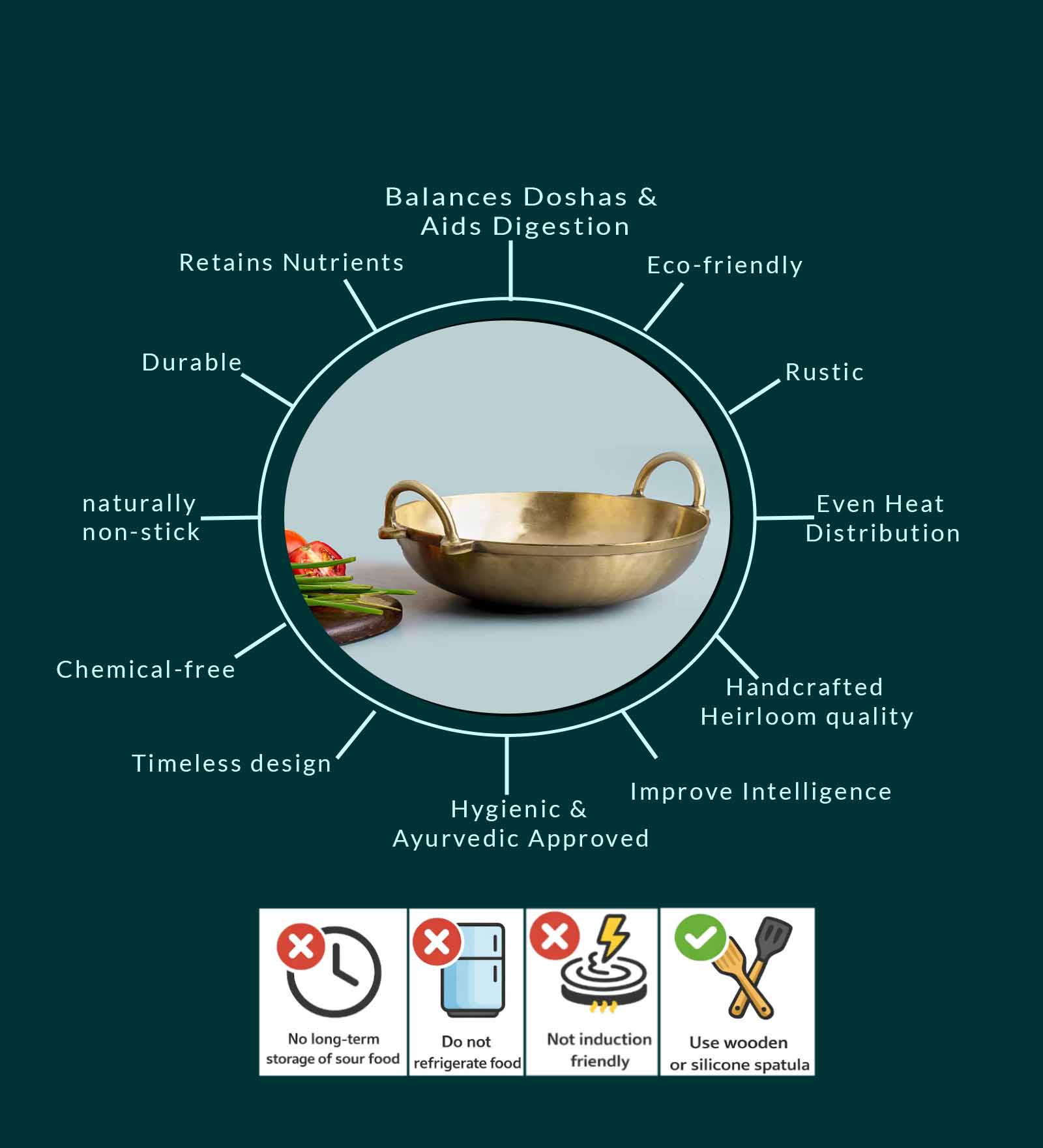 Bronze Handmade Kadai - Large – Cookware on Brown Living™. SKU: Bronze-kadai-1800gpackof1. Img 5.