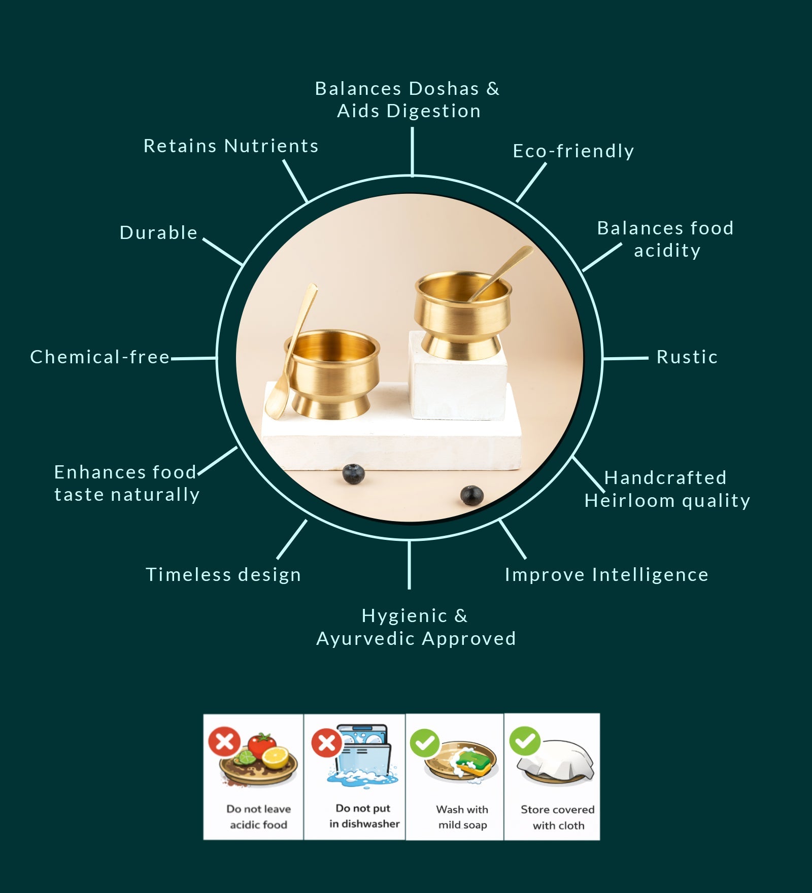 Bronze Ice Cream & Dessert Bowls – 2 Pieces with Spoons – Serving Set on Brown Living™. SKU: B41. Img 5.