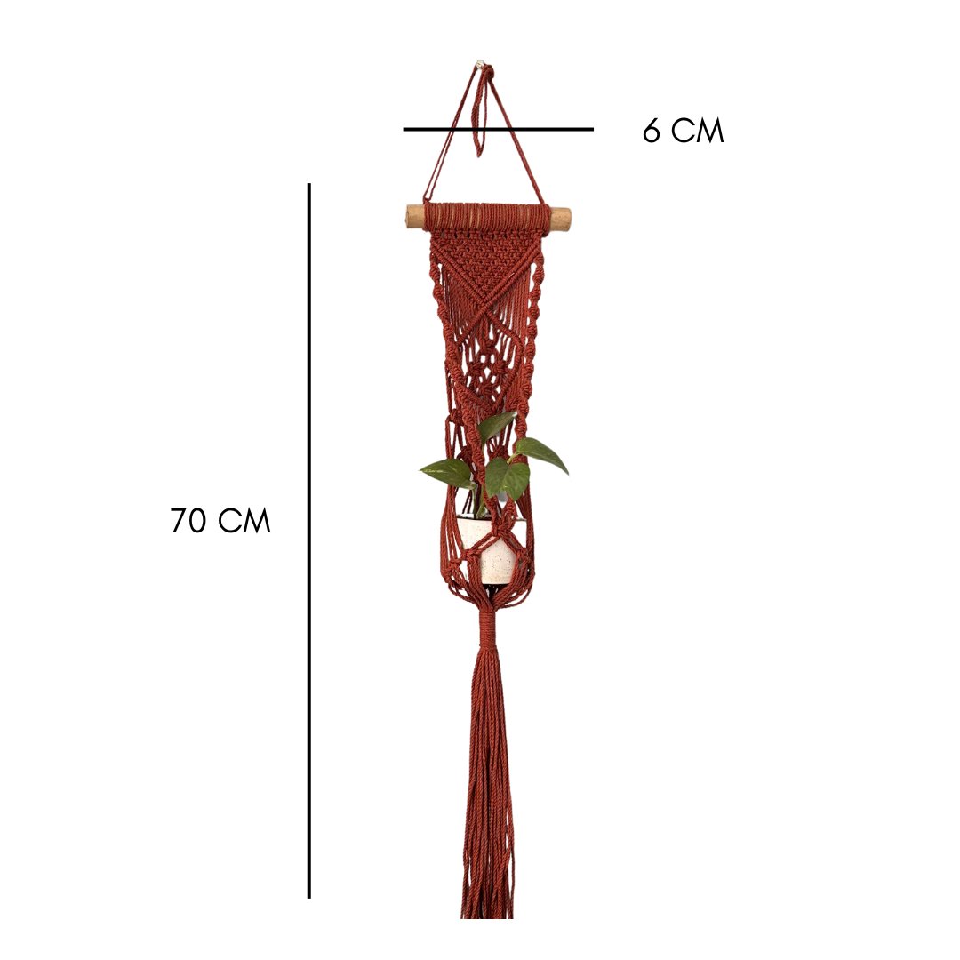 Brown Macrame Plant Holder - Set of 2 – Pots & Planters on Brown Living™. SKU: SAR124. Img 3.