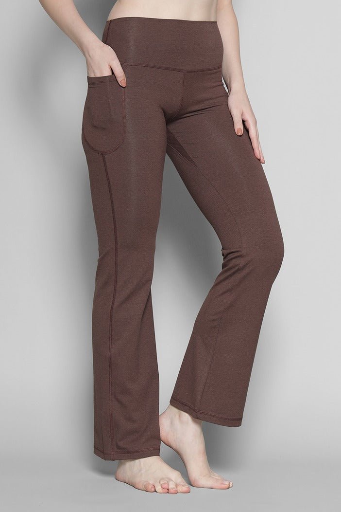 Brown Sienna Flare Yoga Pants for Women – Activewear Bottoms – Sports & Games on Brown Living™. SKU: ELSNSPCXS. Img 10.