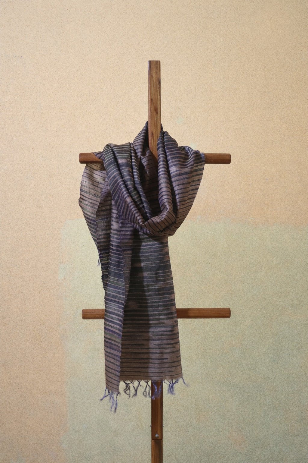 Brownish Handcrafted Tassar Silk Stole | Elegant Fashion Accessory – Womens Scarf on Brown Living™. SKU: WS25ST07. Img 1.