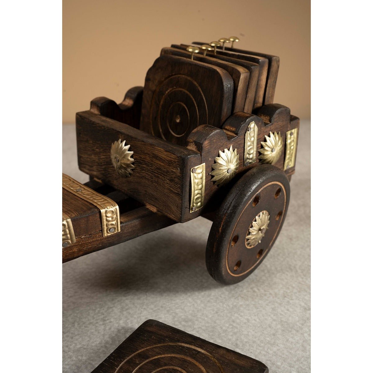 Bullock Cart Coaster - Crafted for Your Favourite Brew – Coasters on Brown Living™. SKU: ANTBCCCFYF. Img 2.