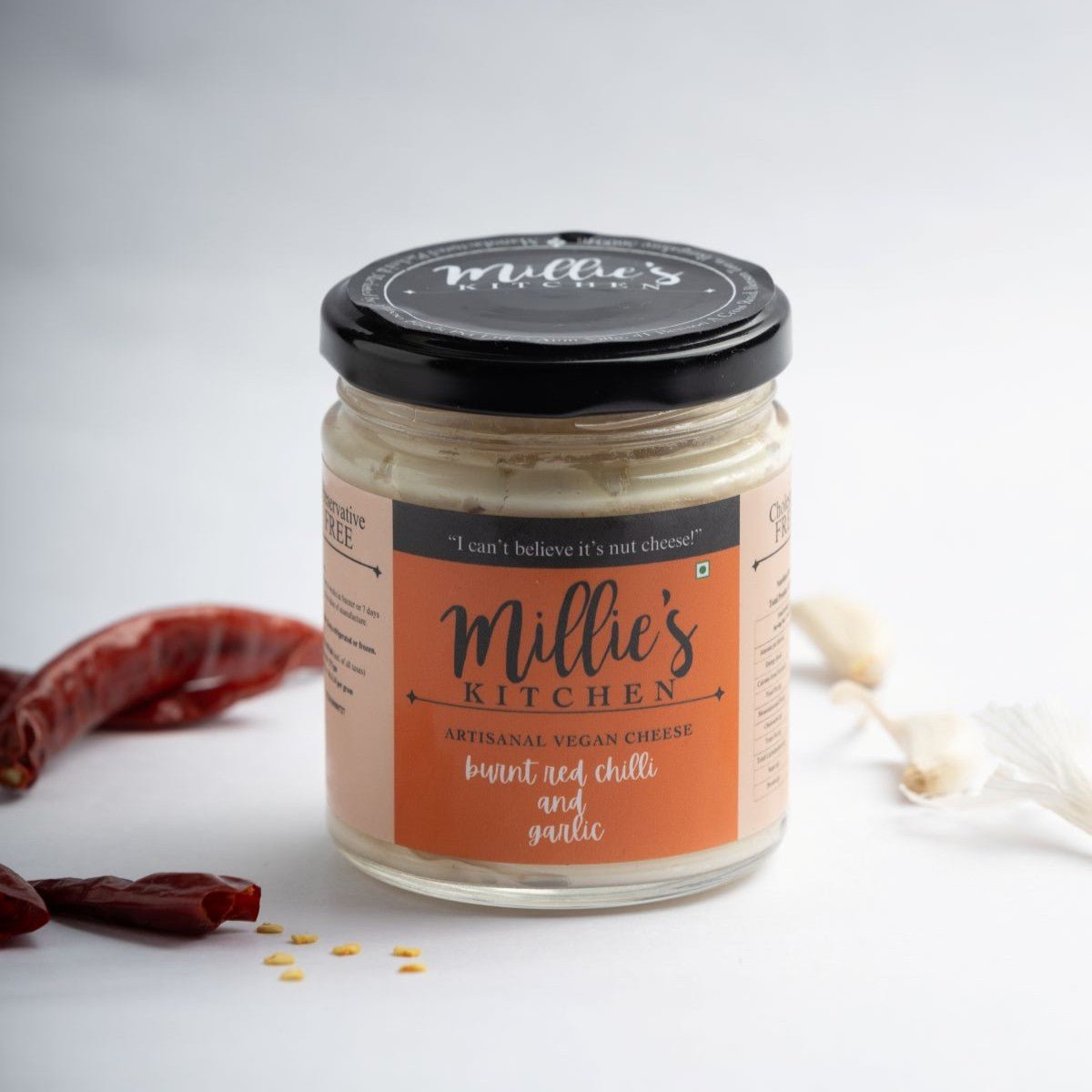 Burnt Red Chilli & Garlic - Spicy Cashew Cheese Spread – Jams & Spreads on Brown Living™. SKU: SC01RCG. Img 1.