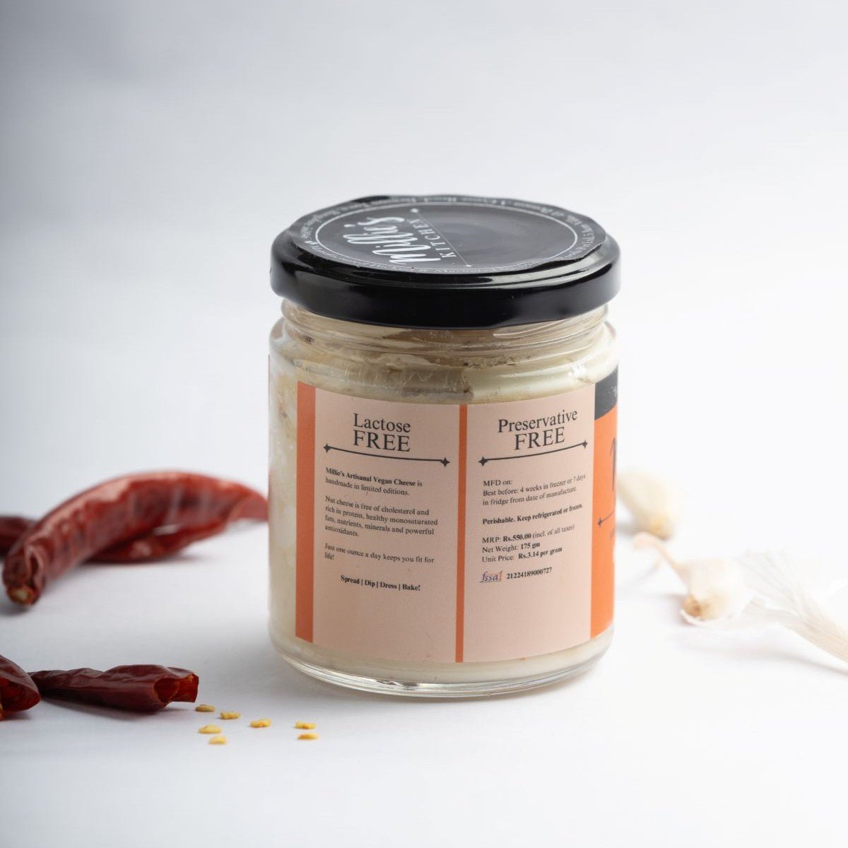 Burnt Red Chilli & Garlic - Spicy Cashew Cheese Spread – Jams & Spreads on Brown Living™. SKU: SC01RCG. Img 4.