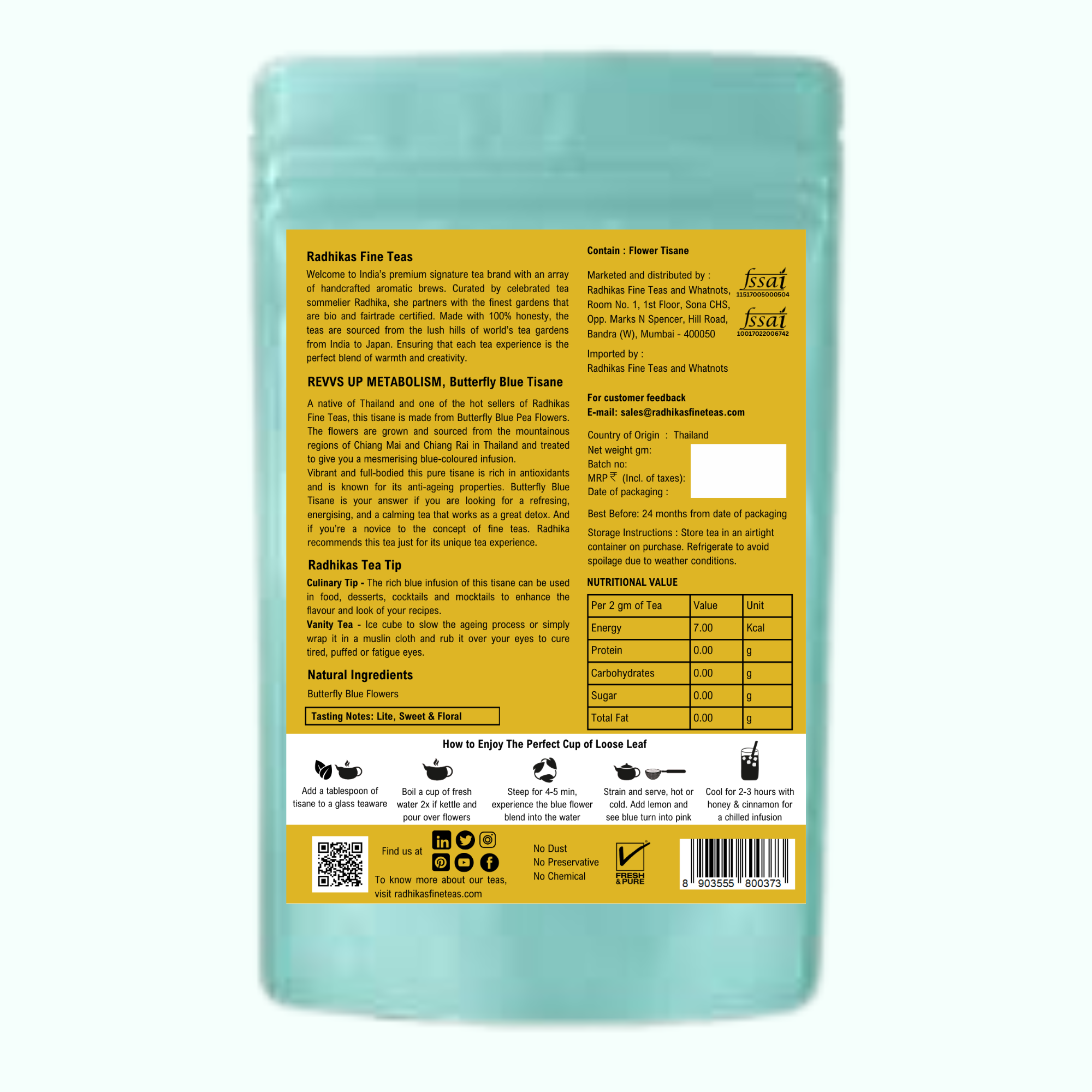 REVVS UP METABOLISM Butterfly Blue Tisane - A Magical and Colorful Drink