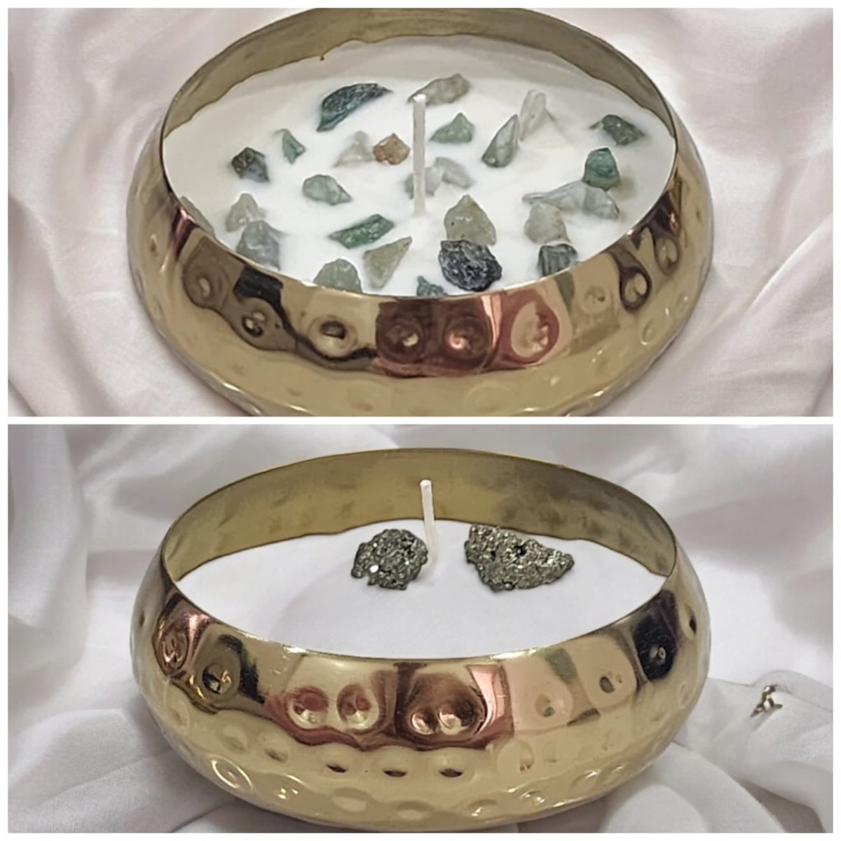 Buy 1 Get 1 Free: Aventurine & Pyrite Urli Soy Wax Candles – Candles & Fragrances on Brown Living™. SKU: BL_ASC_PK_2. Img 1.
