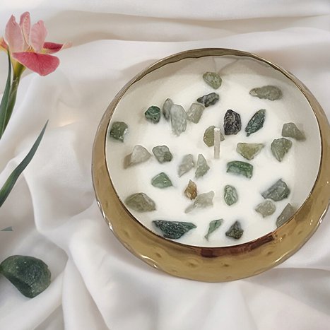 Buy 1 Get 1 Free: Aventurine & Pyrite Urli Soy Wax Candles – Candles & Fragrances on Brown Living™. SKU: BL_ASC_PK_2. Img 2.