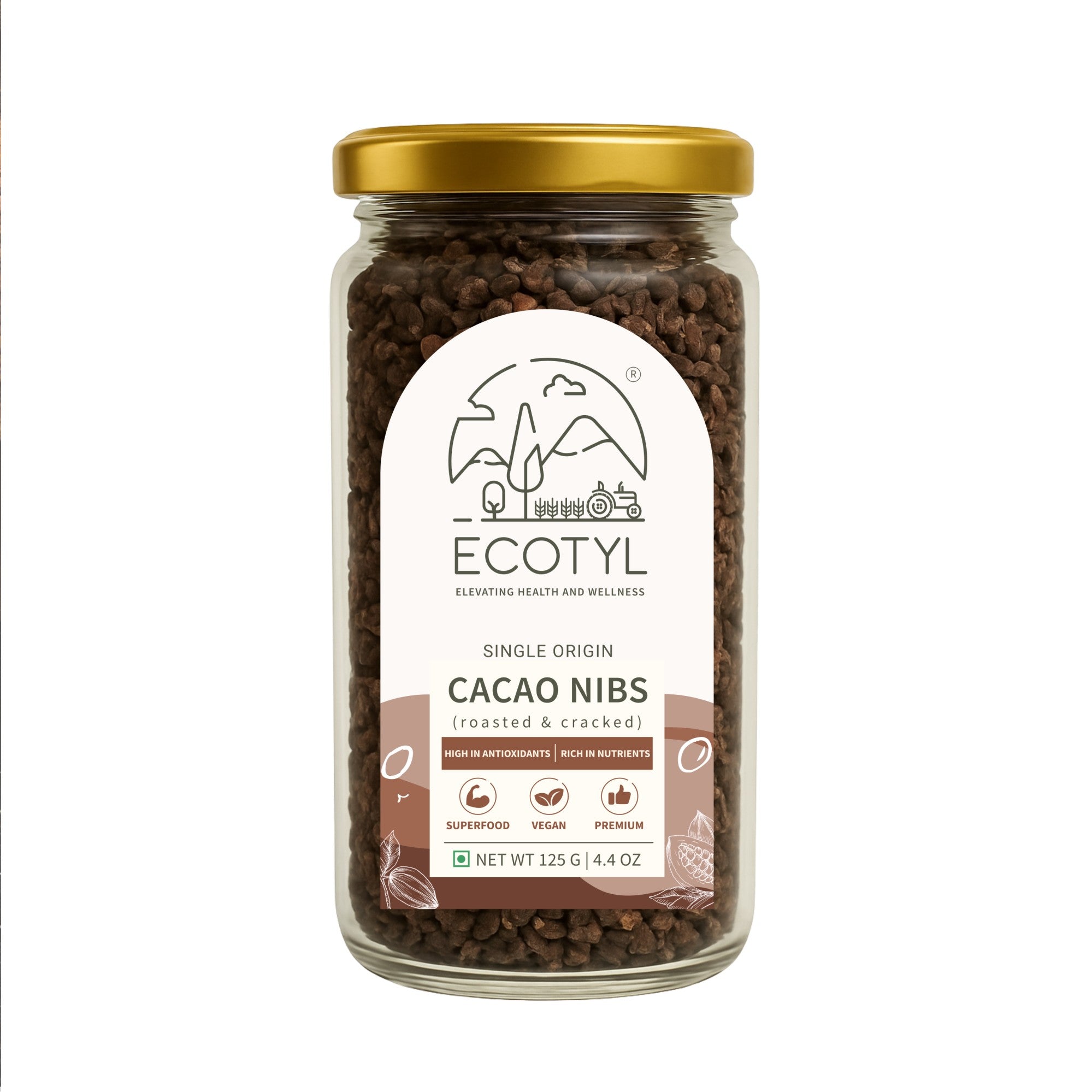 Cacao Nibs | Crunchy & Nutritious | High in Magnesium | 125g – Dried Fruits, Nuts & Seeds on Brown Living™. SKU: ECOTYL00046. Img 5.
