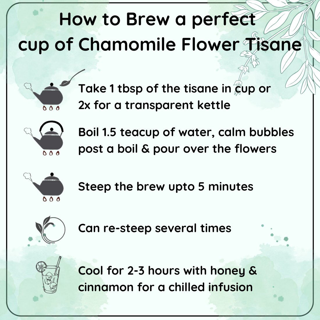 CALMING Chamomile Flower Decaf Tisane - A Tea for Sleep and Serenity – Tea by Radhikas Fine Teas and Whatnots available on Brown Living™. . SKU: 224 - 13911 - 8903555800304. Img 4.