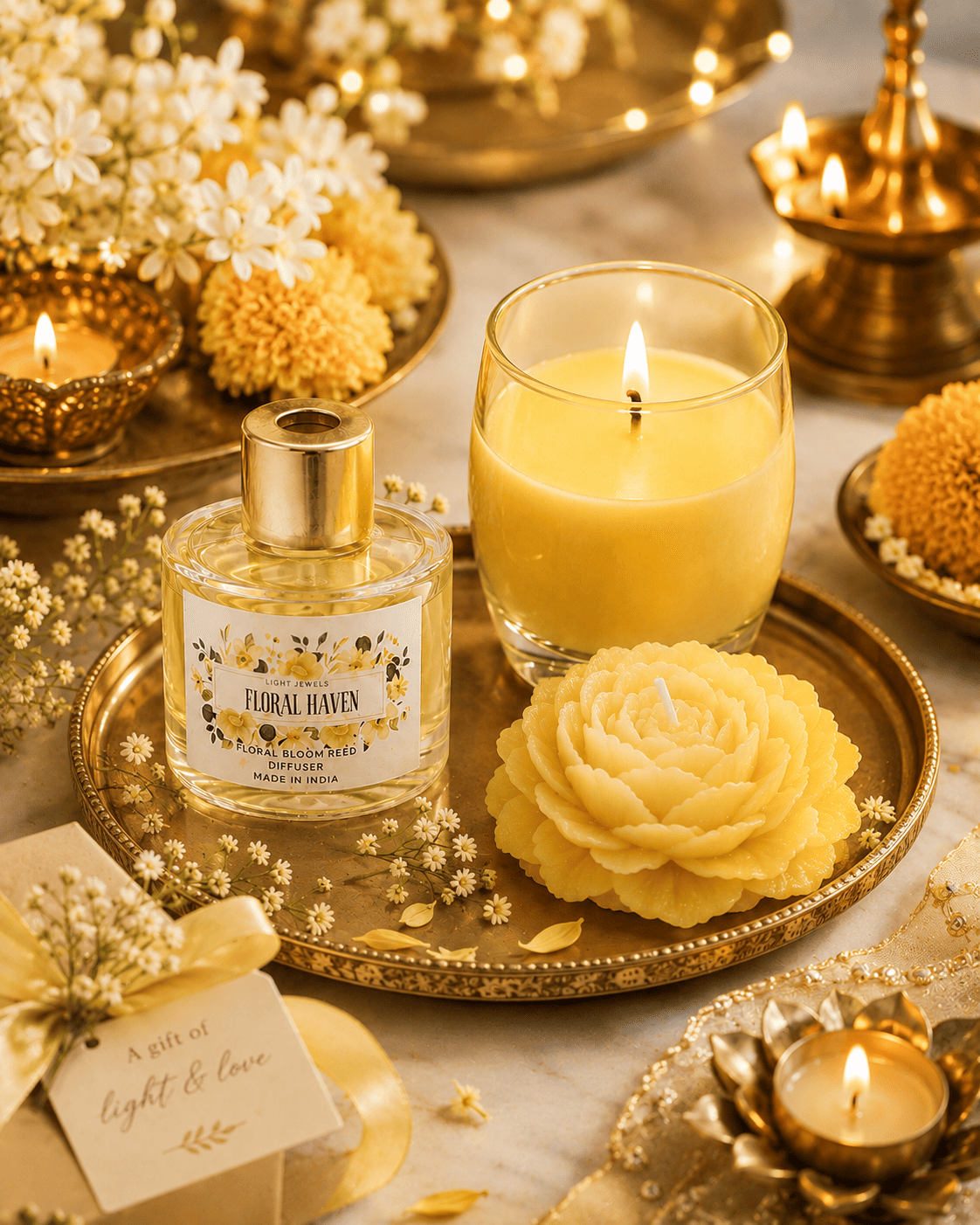 Canary Candle Set | Elegant Decorative Candles for Gifting – Candles & Fragrances on Brown Living™. SKU: SN25122. Img 4.