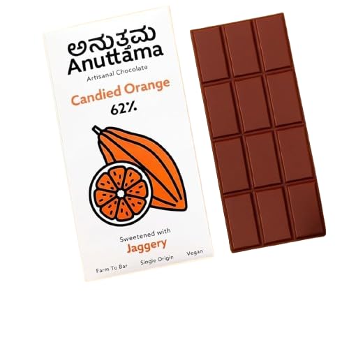 Candied Orange 62% Cocoa Dark Chocolate | Citrus Infused Indulgence – Chocolates on Brown Living™. SKU: 8931500281212. Img 1.