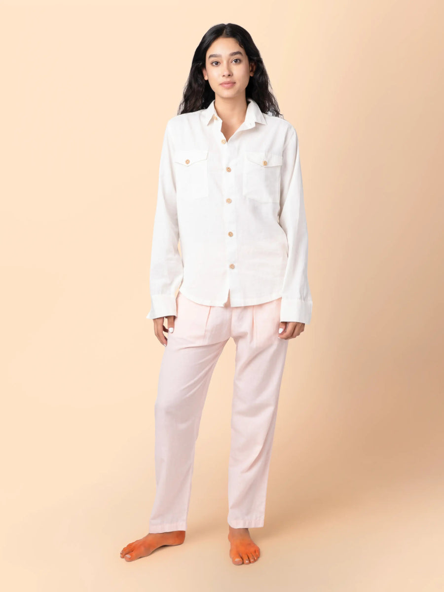 Canyon – Sustainable Cotton Linen Unisex Shirt with Flap Pockets – Men Shirt by Phuhar's available on Brown Living™. Natural Xs. SKU: pH1661. Img 14.
