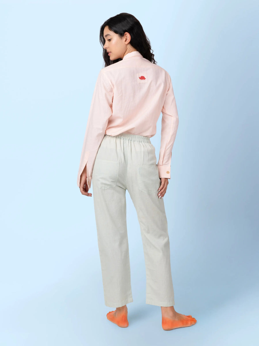 Canyon – Sustainable Cotton Linen Unisex Shirt with Flap Pockets – Men Shirt by Phuhar's available on Brown Living™. Pink Xs. SKU: pH1711. Img 11.