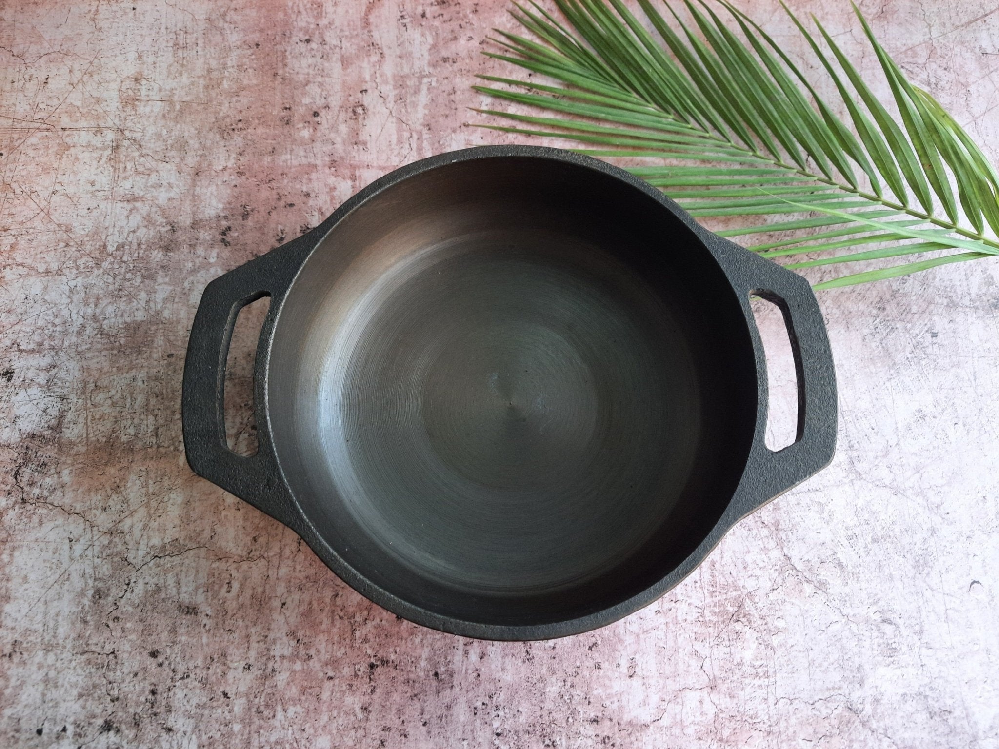 Cast Iron Smooth Flat Kadai | Traditional Cast Iron Cookware – Kitchen Tools on Brown Living™. SKU: CISFK9. Img 1.