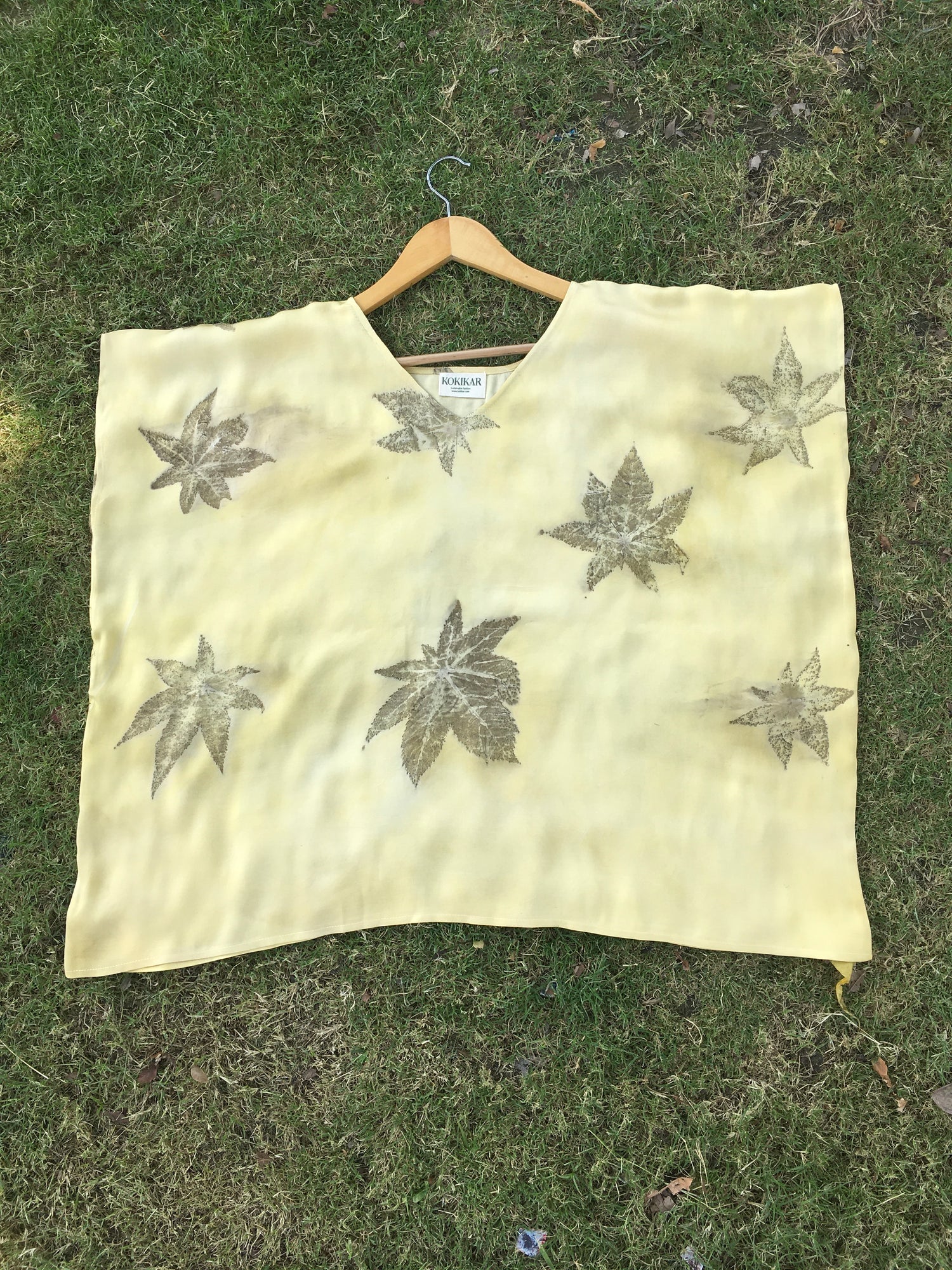 Castor Leaf Modal Satin Kaftan Top for Women – Womens Top on Brown Living™. SKU: fst5. Img 2.