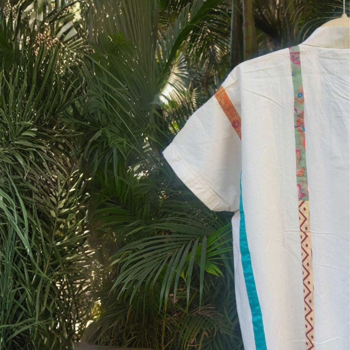 Celest White Organic Cotton Statement Shirt for Women – Womens Shirt on Brown Living™. SKU: JDS6024-XS. Img 5.