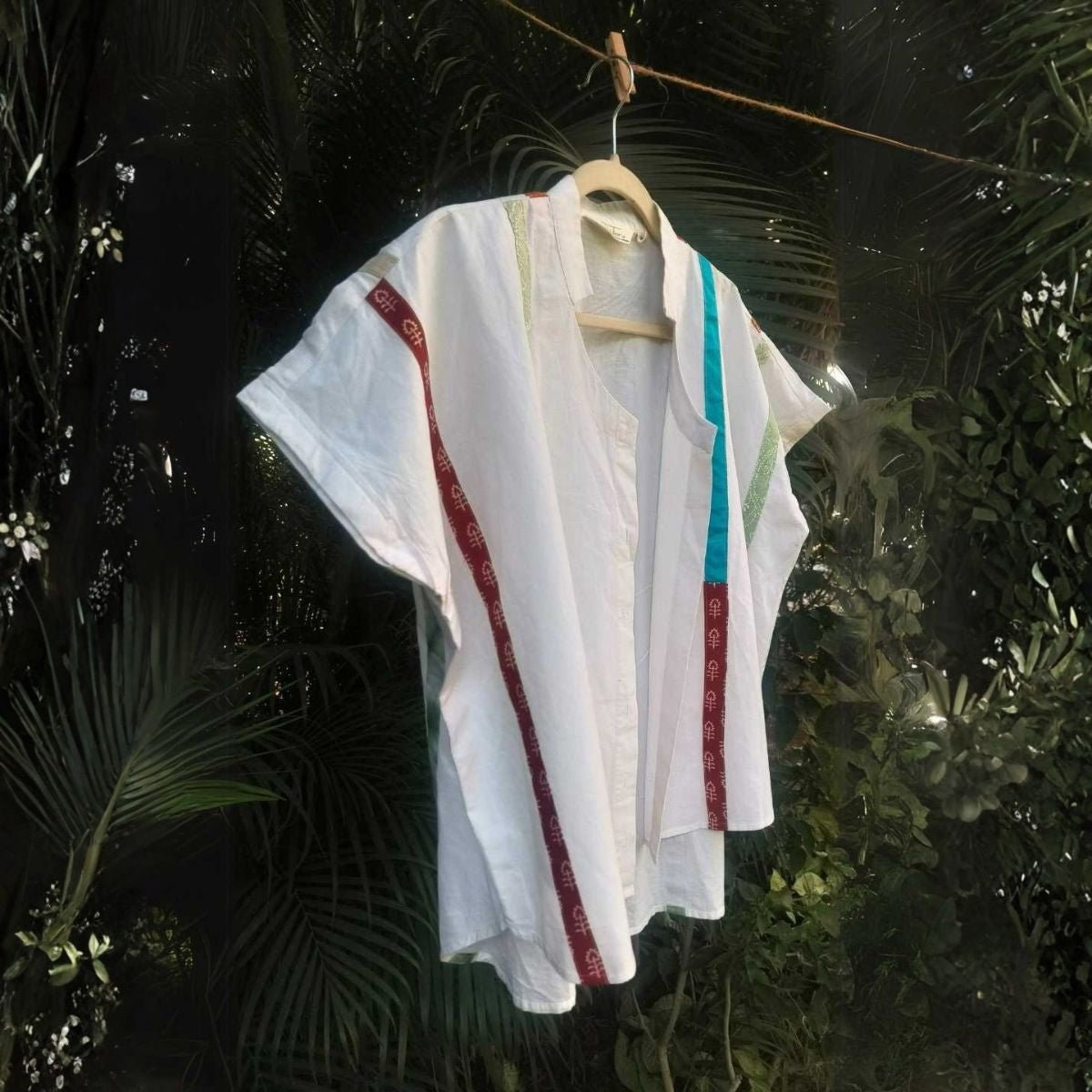 Celest White Organic Cotton Statement Shirt for Women – Womens Shirt on Brown Living™. SKU: JDS6024-XS. Img 6.