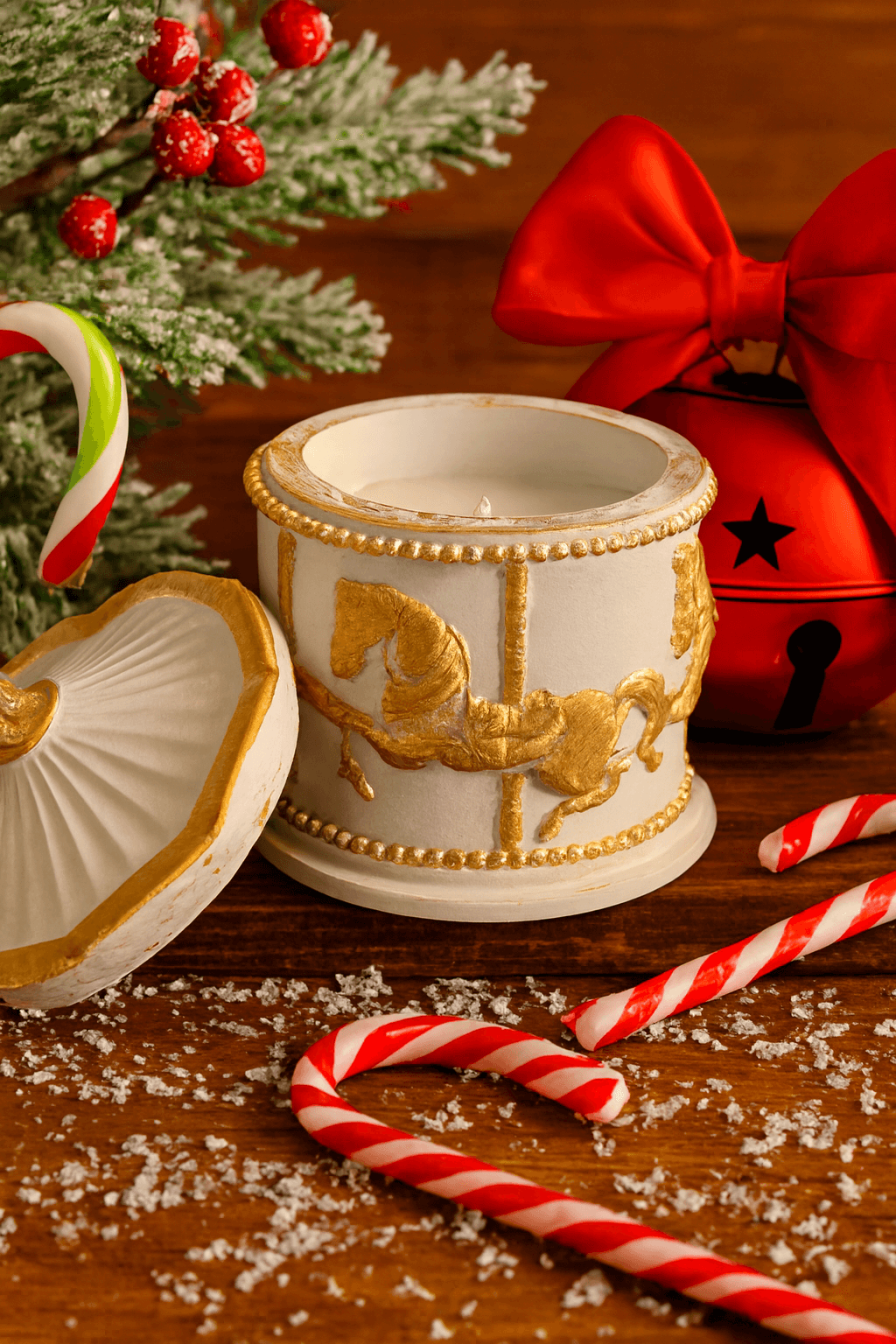 Ceramic Carousel Jar Candle | Handcrafted Decorative Candle – Candles & Fragrances on Brown Living™. SKU: LUSH_0014. Img 2.