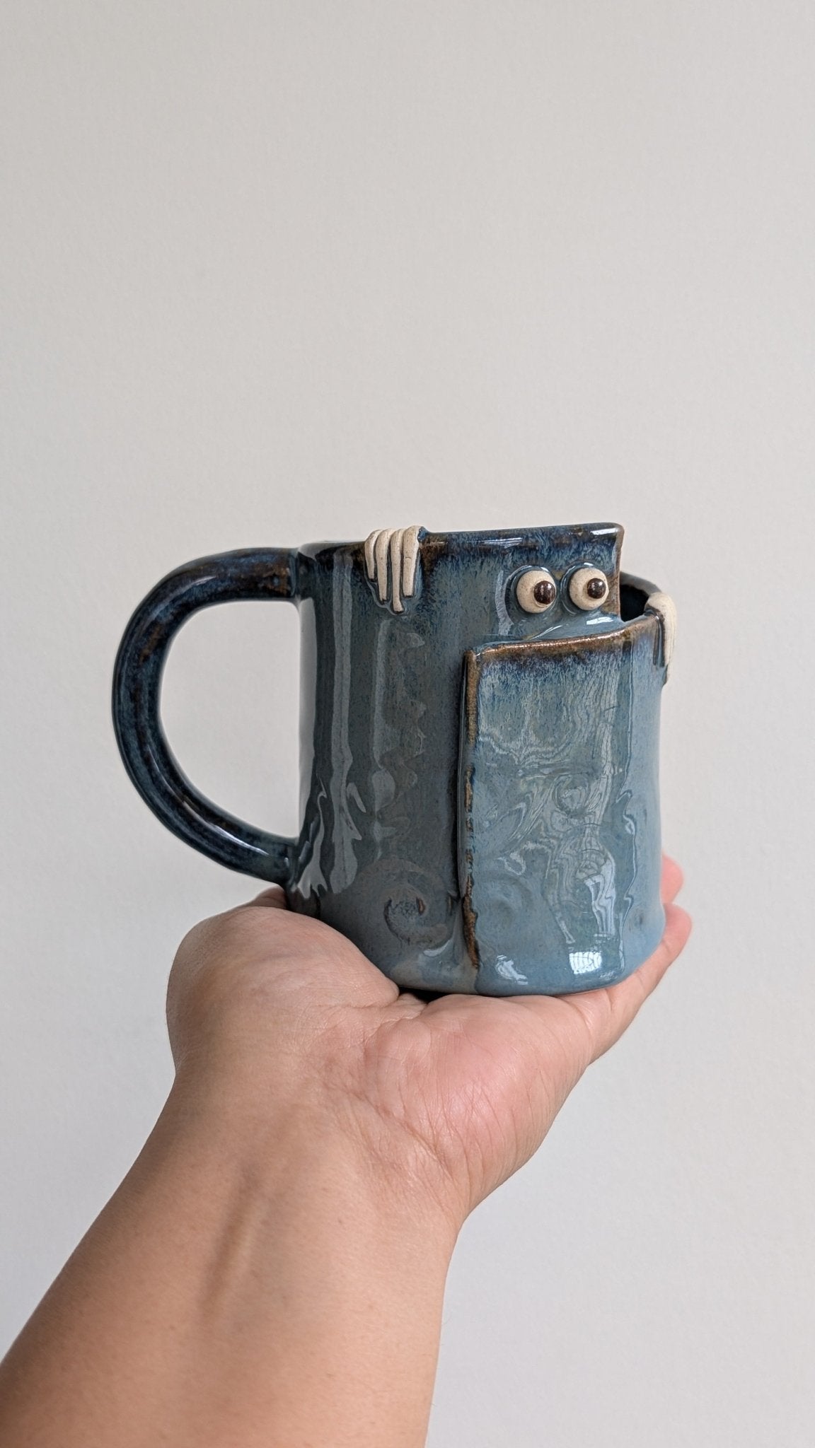 Ceramic Cup – Peek a Boo | Cute Handcrafted Ceramic Mug – Mugs on Brown Living™. SKU: PAB-CUP-B. Img 1.