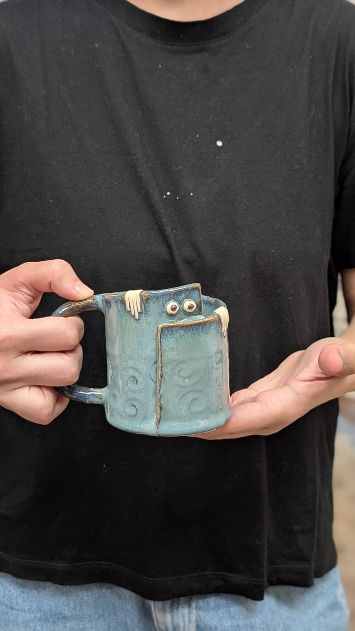 Ceramic Cup – Peek a Boo | Cute Handcrafted Ceramic Mug – Mugs on Brown Living™. SKU: PAB-CUP-P. Img 7.