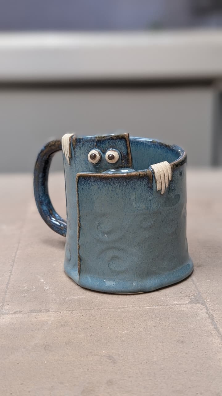 Ceramic Cup – Peek a Boo | Cute Handcrafted Ceramic Mug – Mugs on Brown Living™. SKU: PAB-CUP-P. Img 5.