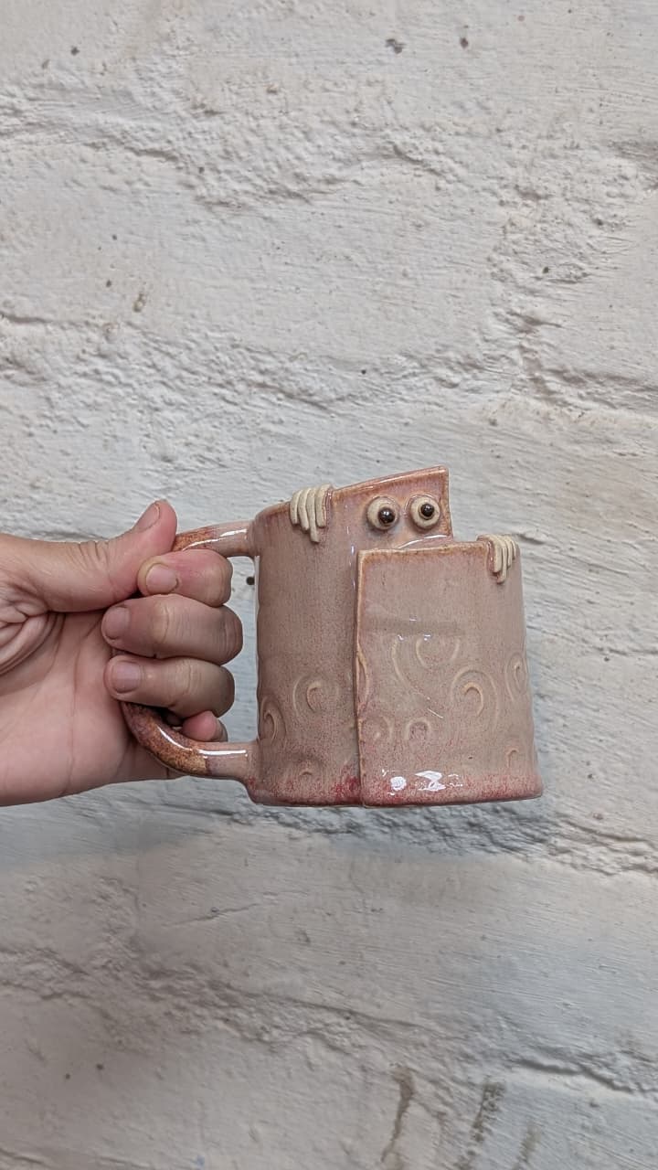 Ceramic Cup - Peek a Boo (Pink) – Mugs on Brown Living™. SKU: PAB - CUP - P2SC. Img 4.