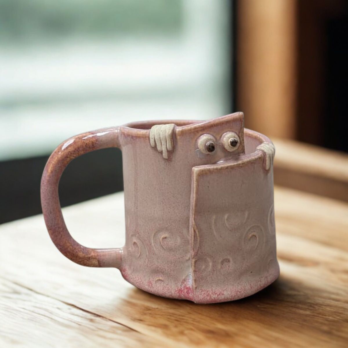 Ceramic Cup - Peek a Boo (Pink) – Mugs on Brown Living™. SKU: PAB - CUP - P2SC. Img 3.