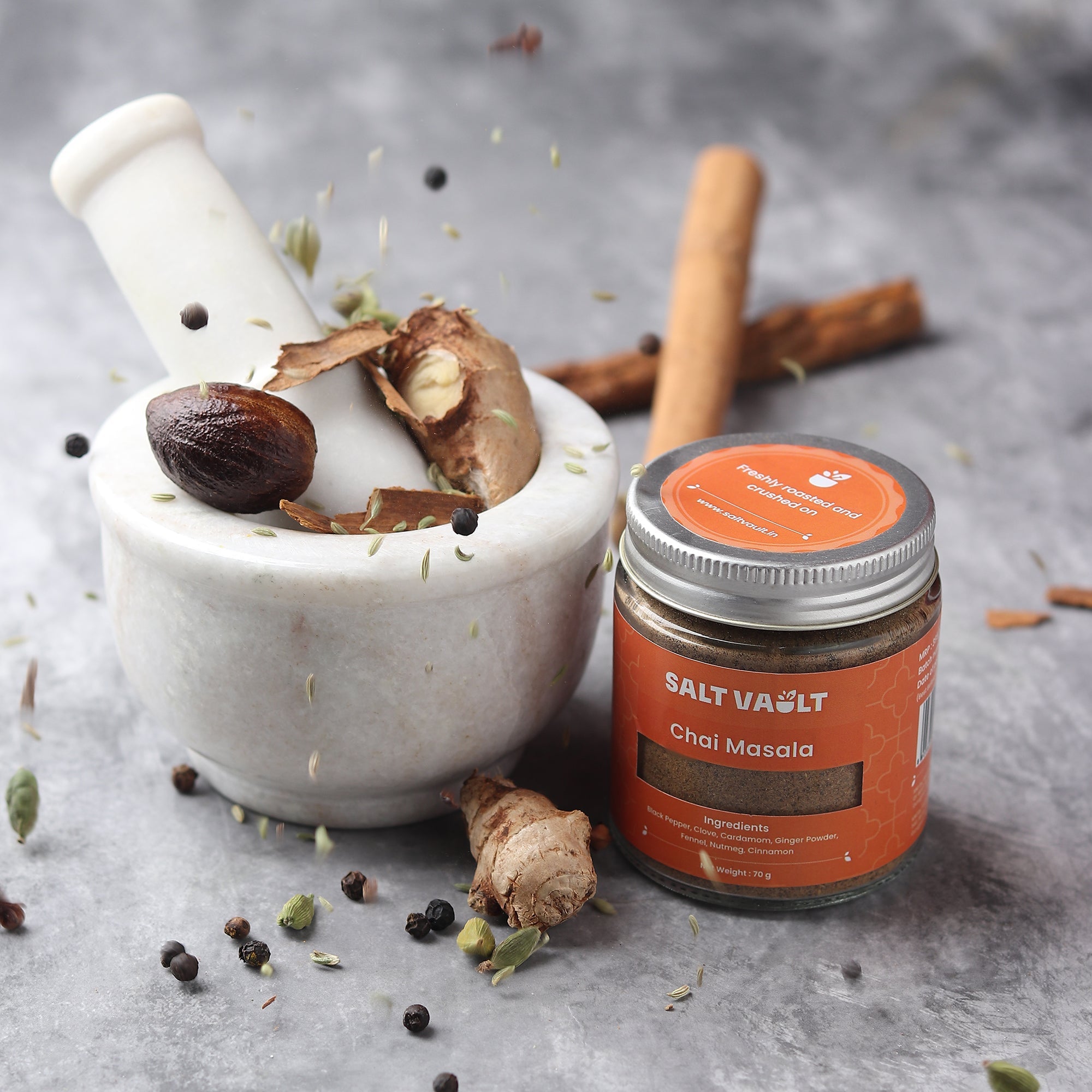 Chai Masala | Aromatic Blend With Cardamom, Cloves, Ginger & Pepper – Seasonings & Spices on Brown Living™. SKU: CM1JAR070. Img 2.