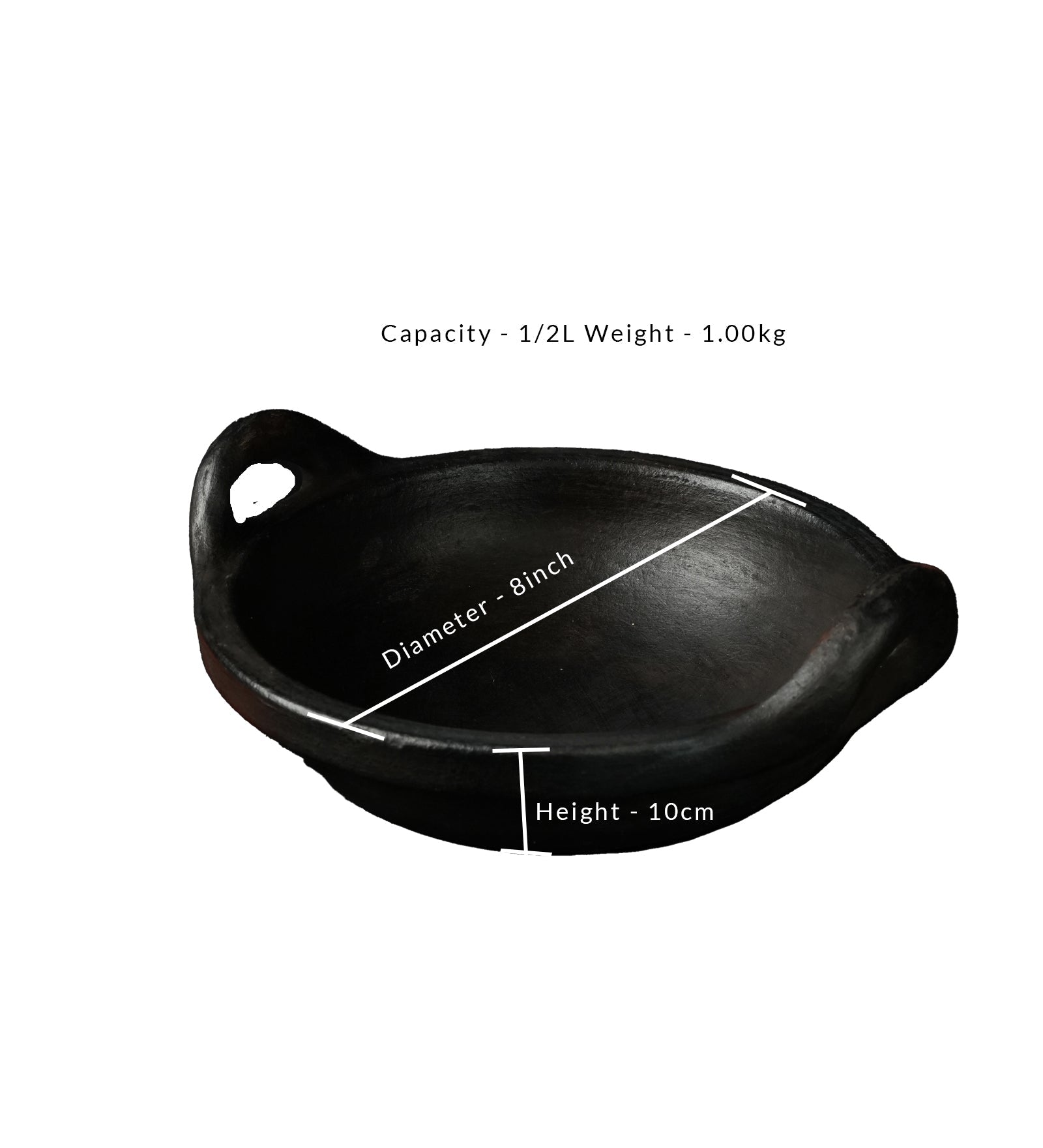 Chalakudy Terracotta Handmade Red and Black Clay Kadai for Cooking – Cookware on Brown Living™. SKU: CW12. Img 4.