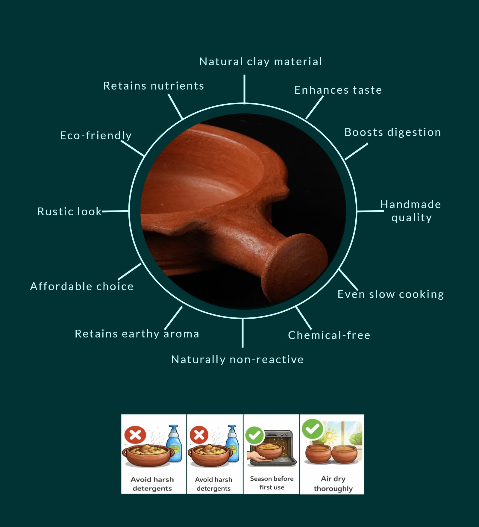 Chalakudy Terracotta Red Clay Sauce Pot – Handmade Earthen Cookware – Cookware on Brown Living™. SKU: CW11. Img 4.