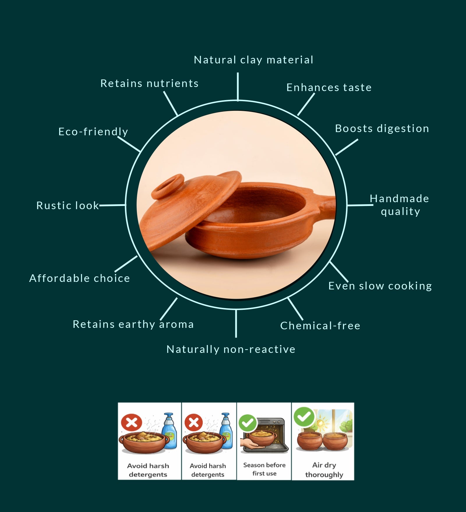 Chalakudy Terracotta Red Clay Sauce Pot |Lid Handmade Earthen Cookware – Cookware on Brown Living™. SKU: CW15. Img 4.