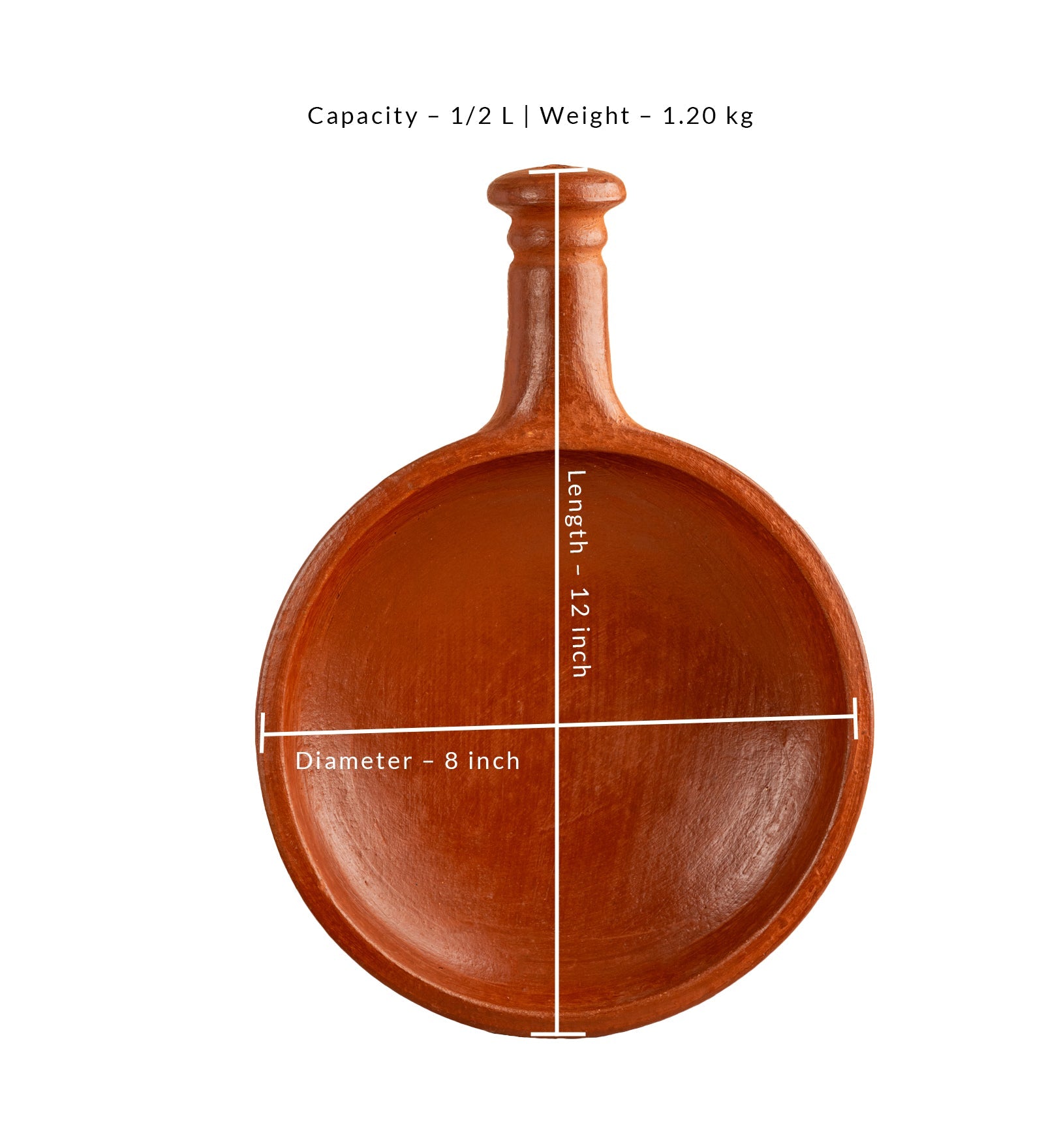 Chalakudy Terracotta Red Clay Sauté Fry Pan – Handmade Cookware – Cookware on Brown Living™. SKU: Cw14. Img 3.