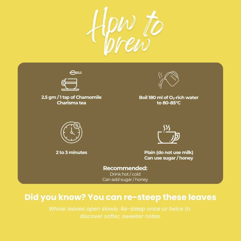 Chamomile Charisma Tea – Helps with Sleep & Relaxation – 50g – Tea on Brown Living™. SKU: LGTin50New. Img 4.