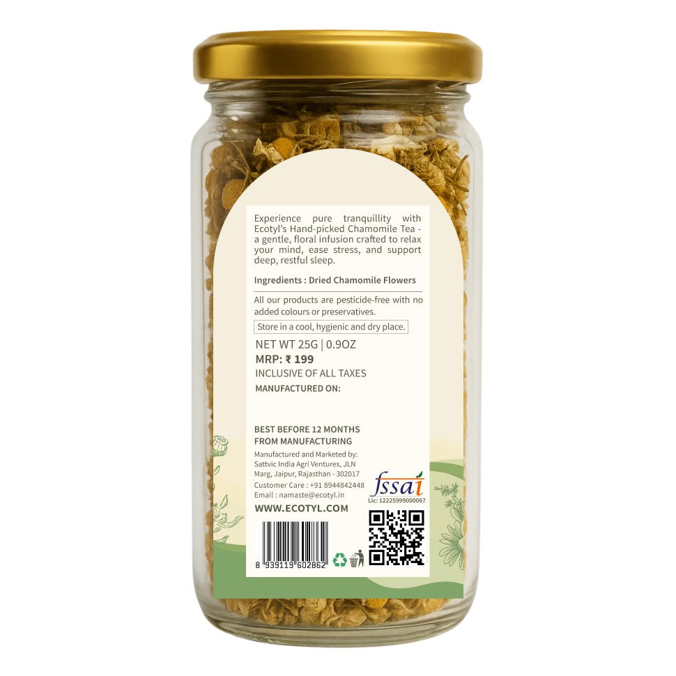 Chamomile Tea | Calming Herbal Tea | Supports Sleep & Relaxation | 25g – Tea by Ecotyl available on Brown Living™. . SKU: ECOTYL00041. Img 6.