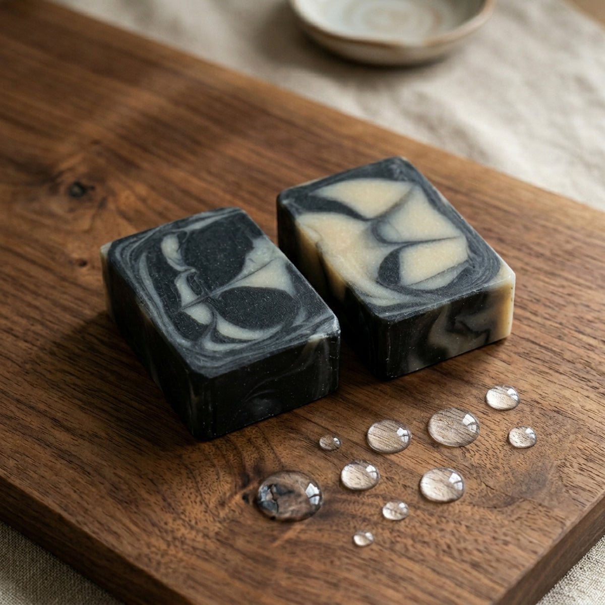 Charcoal & Kaolin Clay Swirl Soap – Deep Cleansing Natural Bar – Soap on Brown Living™. SKU: LN-SB-01. Img 1.