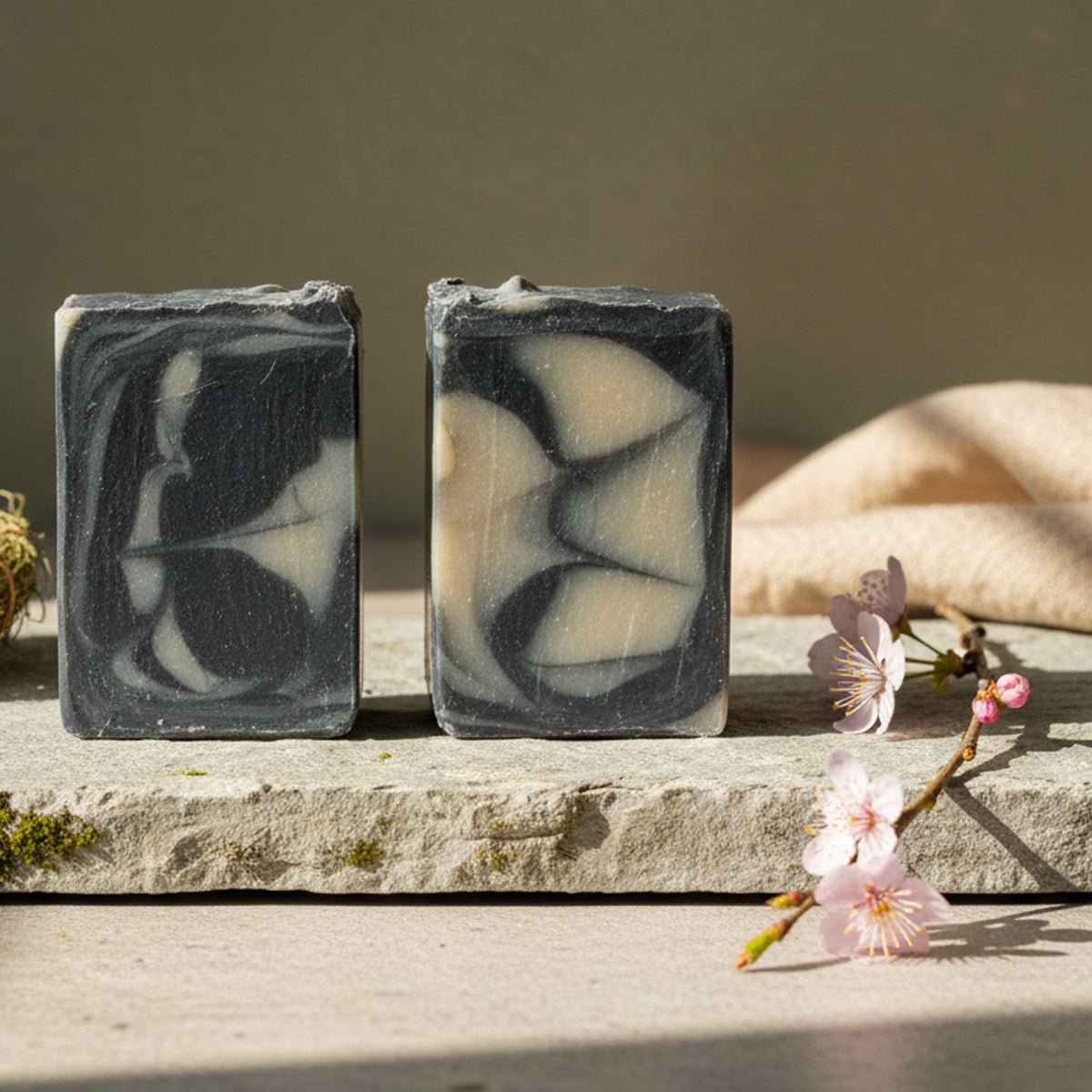 Charcoal & Kaolin Clay Swirl Soap – Deep Cleansing Natural Bar – Soap on Brown Living™. SKU: LN-SB-01. Img 3.