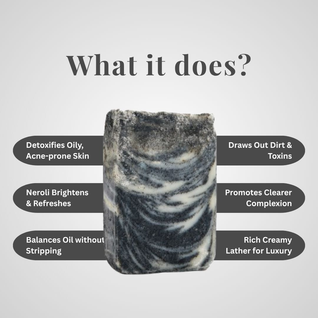 Charcoal & Neroli Soap Bar for Deep Cleansing | 100g – Body Soap by Kaura available on Brown Living™. . SKU: KI312. Img 2.