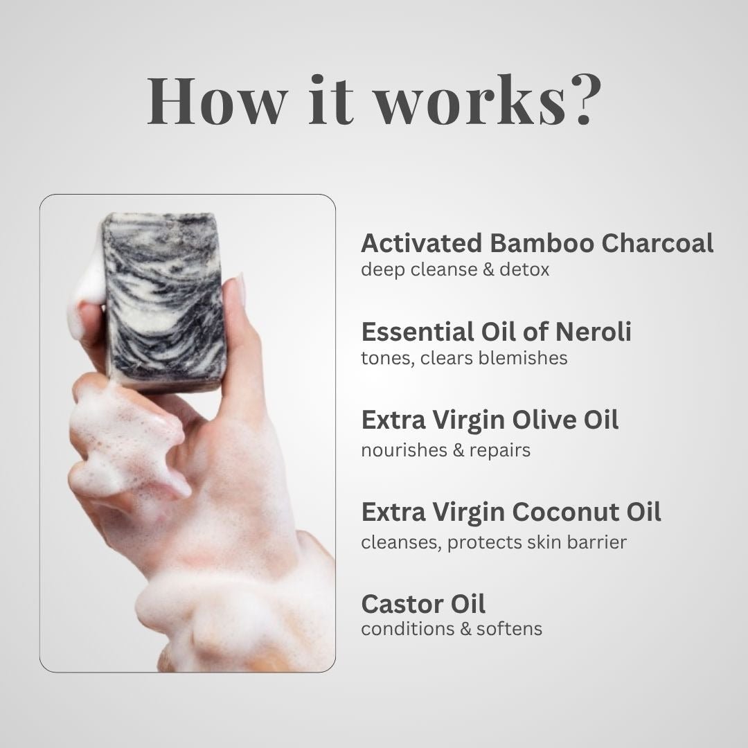 Charcoal & Neroli Soap Bar for Deep Cleansing | 100g – Body Soap by Kaura available on Brown Living™. . SKU: KI312. Img 3.