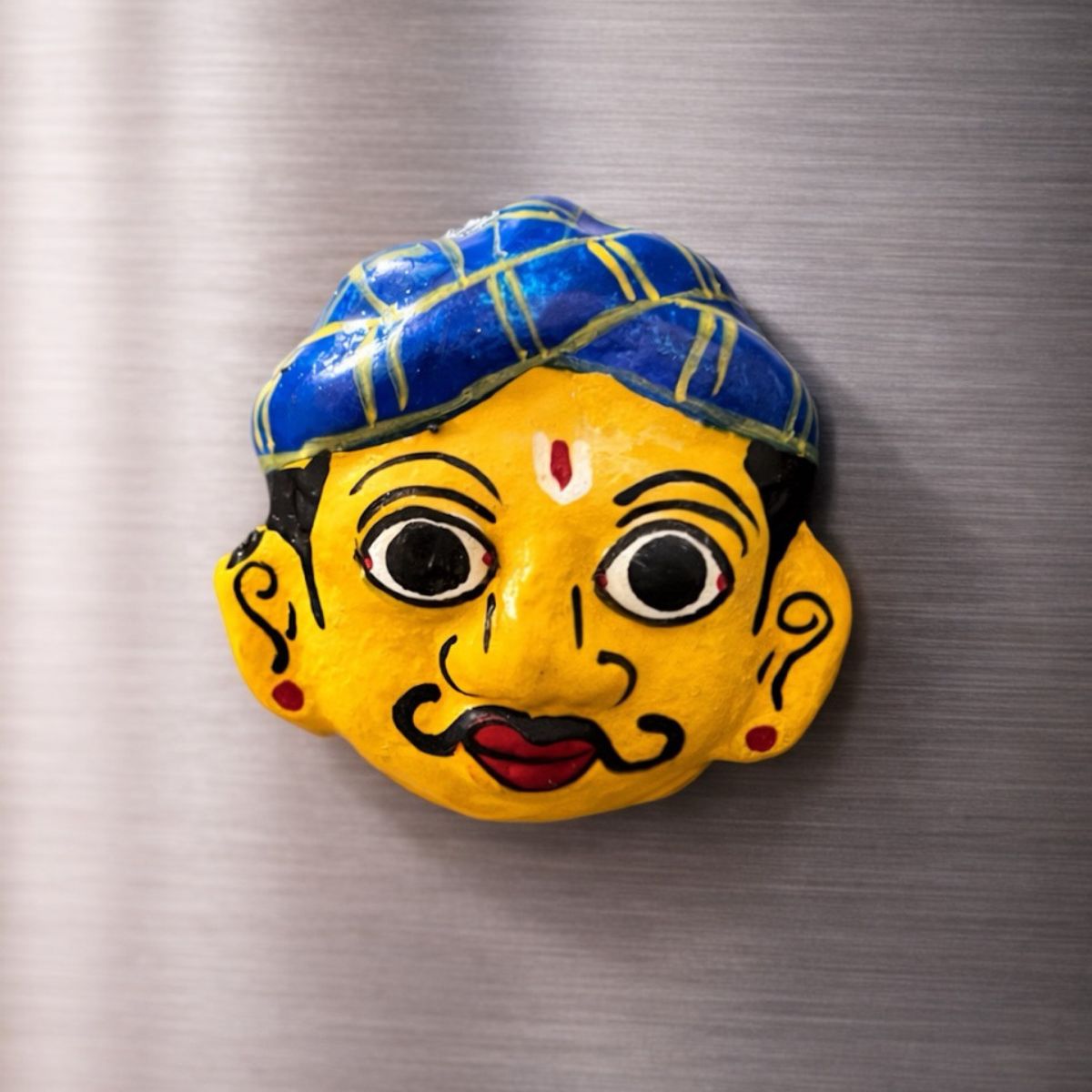 Cheriyal Art Magnet – Man | Handcrafted Traditional Fridge Decor – Art & Craft Supplies on Brown Living™. SKU: CD-HOM-CHE-MAN-YEL. Img 2.
