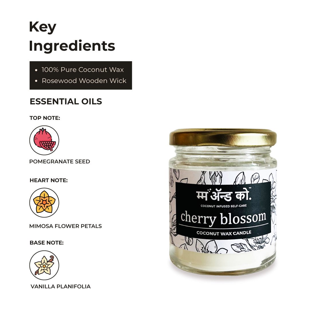 Cherry Blossom - 100% Coconut Wax Botanical Candle – Candles & Fragrances on Brown Living™. SKU: BC12001. Img 3.