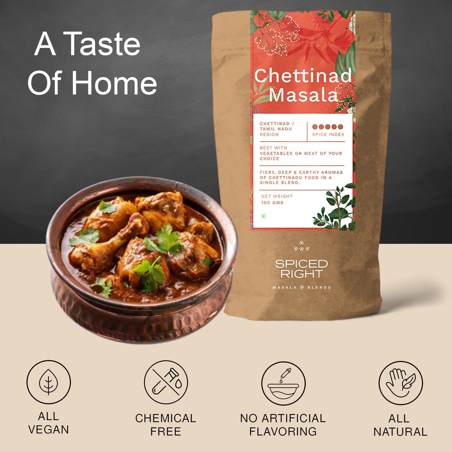 Chettinad Masala - Tamil Nadu Spice Blend, No Fillers – Seasonings & Spices on Brown Living™. SKU: SRCH. Img 4.