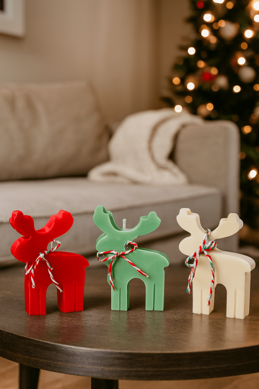 Christmas Reindeer Candle | Festive Decorative Candle Set | Pack of 3 – Candles & Fragrances on Brown Living™. SKU: LUSH_0026. Img 1.